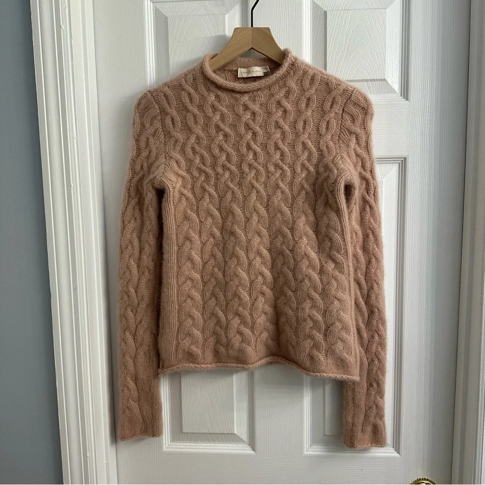 Tory Burch Sweater Cashmere Pink Knit Fall Minimalist Dainty Size Extra Small